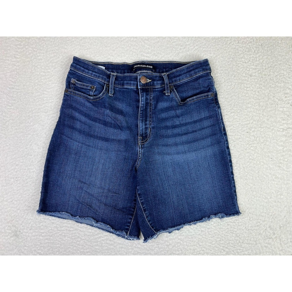 Calvin Klein Jeans‎ Womens 4 Blue Denim High Rise Cutoff Stretch Shorts CJD8S10E